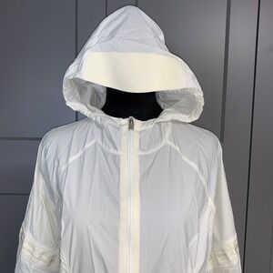 Athleta White‎ Lightweight Hooded Full Zip Windbreaker Jacket Athleisure Size S